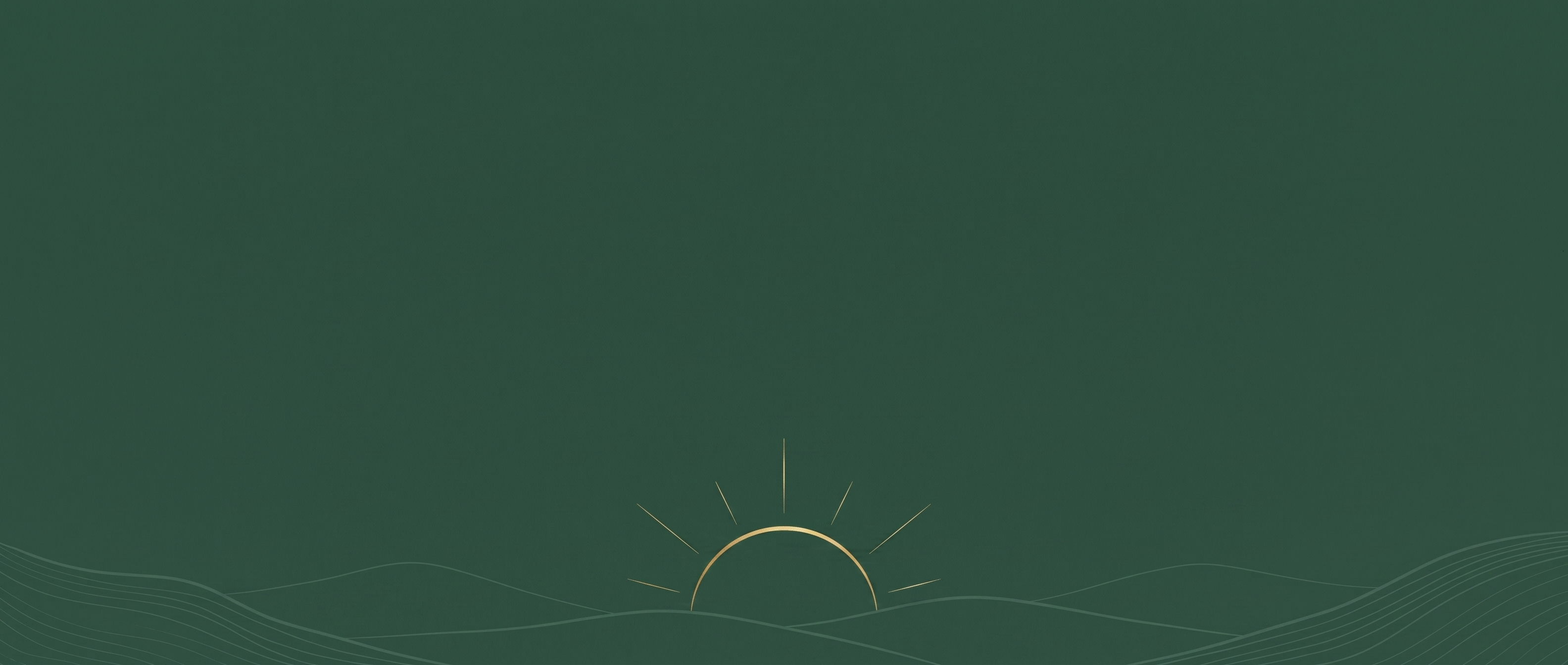 Evergreen background with gold sun arc