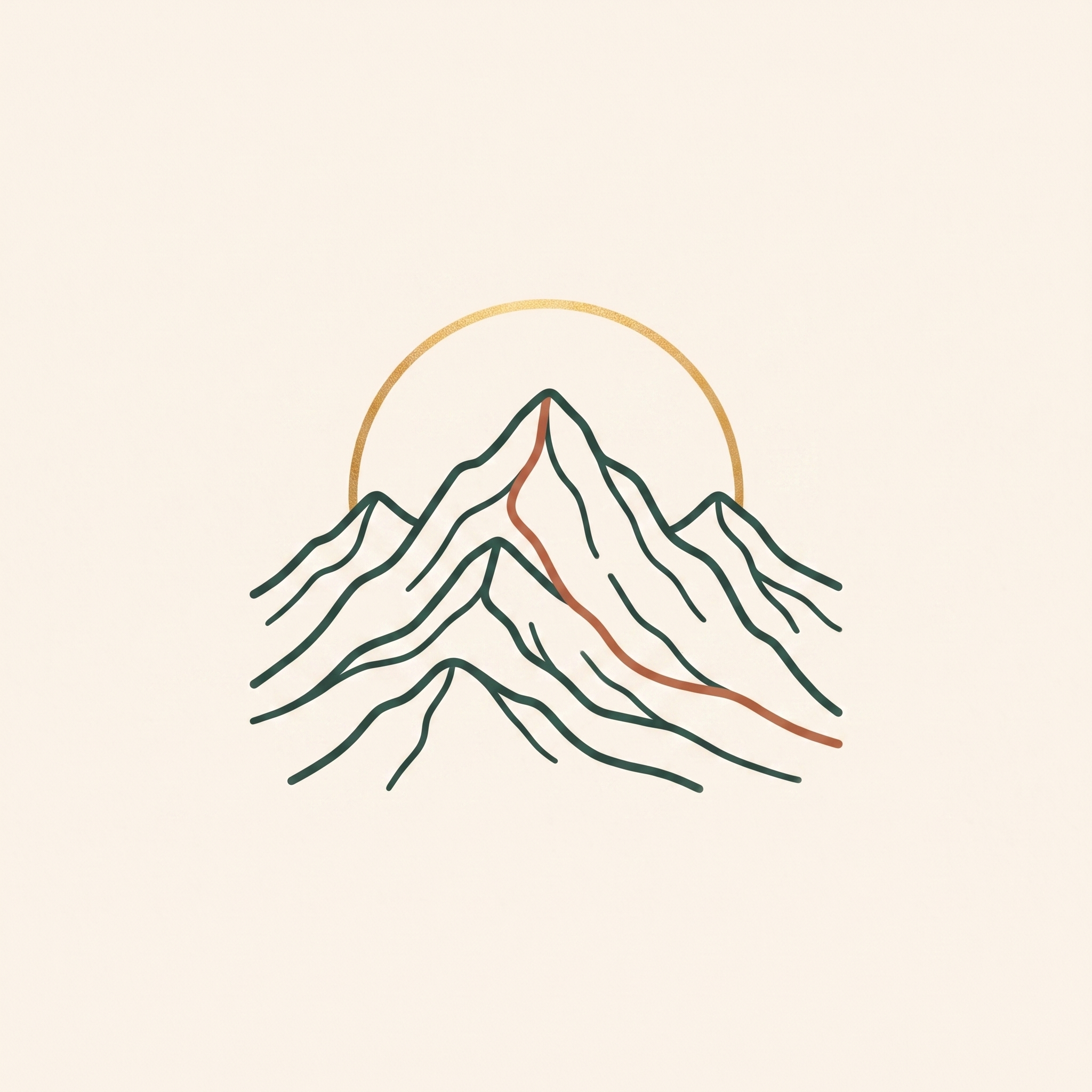 The Muscle current — mountain peaks with a rising gold sun