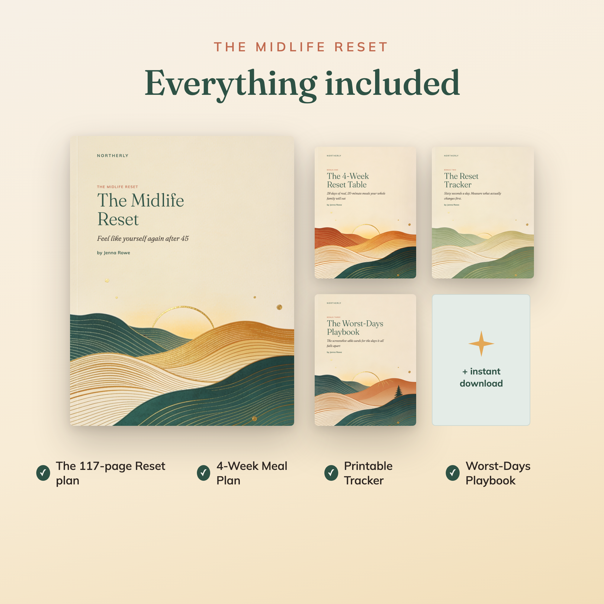 What's inside The Midlife Reset — all four PDFs at a glance
